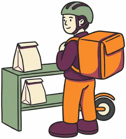 Courier with insulated backpack