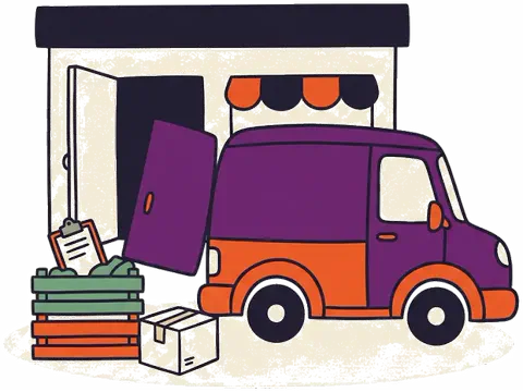 Delivery van at the back door