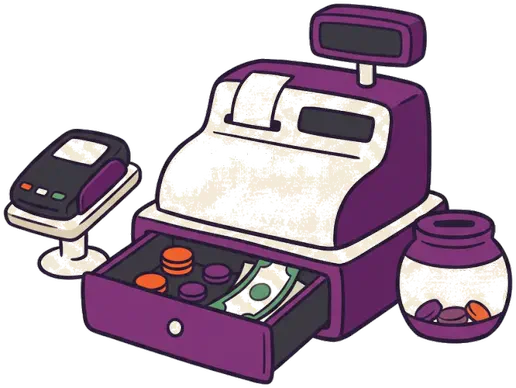 Cash register and card reader