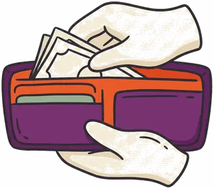 Hands holding an open wallet